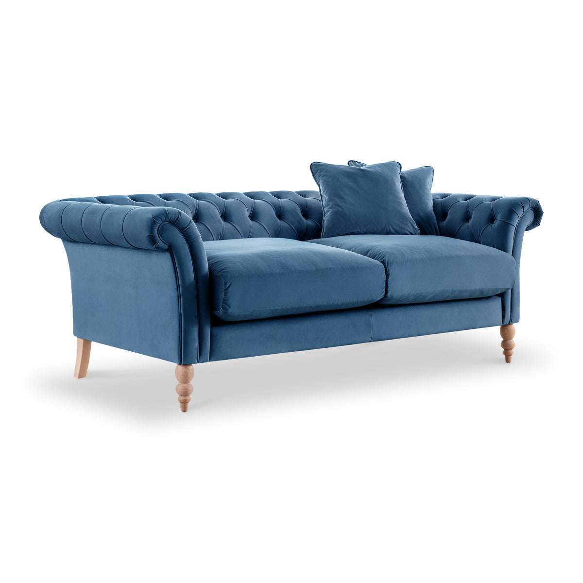Balmoral Sky Blue Velvet Chesterfield 3 Seater Sofa