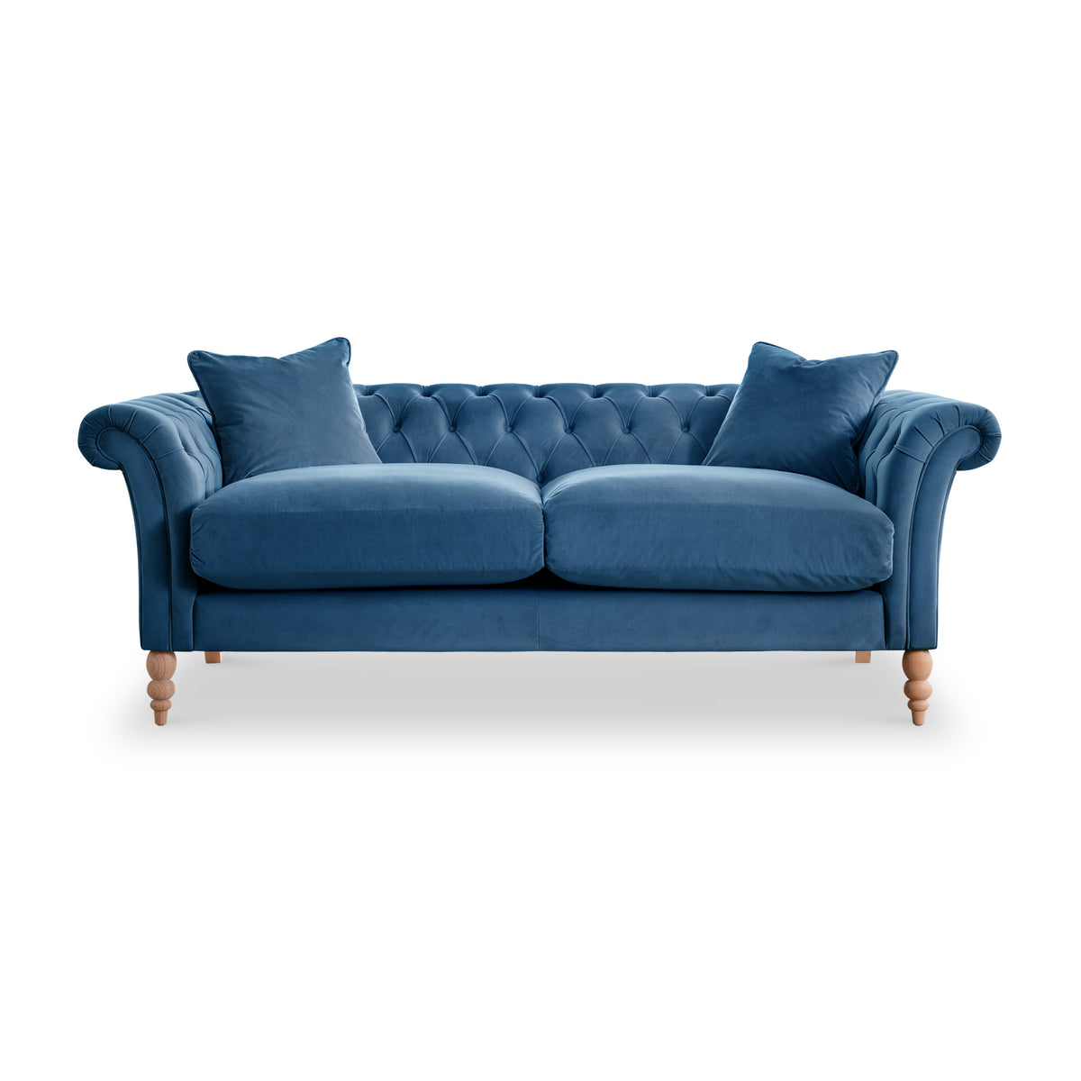 Balmoral Sky Blue Velvet Chesterfield 3 Seater Sofa from Roseland Furniture