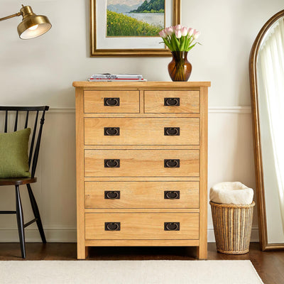 Surrey Oak 2 over 4 Drawer Chest
