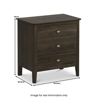 Norburn Oak 3 Wide Drawer Bedside Table