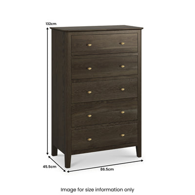Norburn Oak 5 Drawer Chest of Drawers