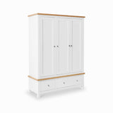 Farrow White Triple Wardrobe with Storage Drawers from Roseland Furniture