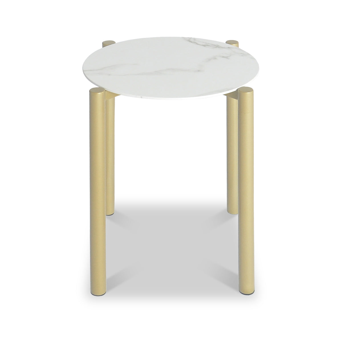 Dalston White & Gold Ceramic Marble Side Table