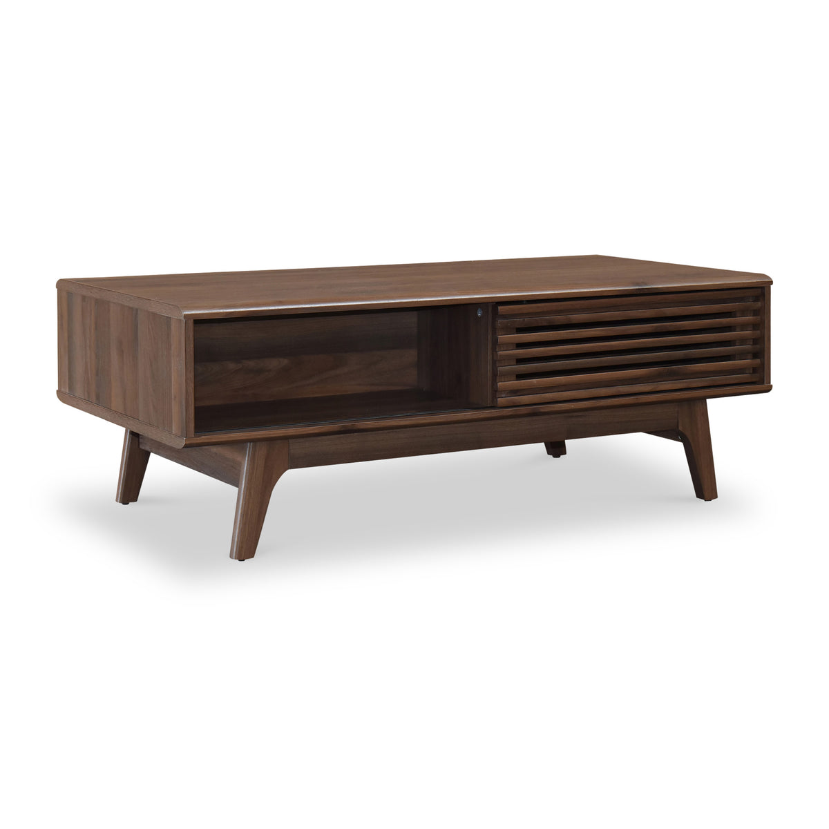 Brunswick Walnut Effect Sliding Slatted Coffee Table with Storage