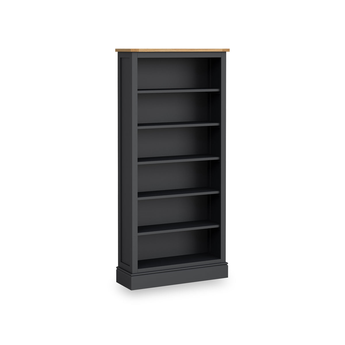Bude Charcoal Large Bookcase with Painted Shelves from Roseland Furniture