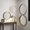Natural Wood Round Wall Mirror for living room