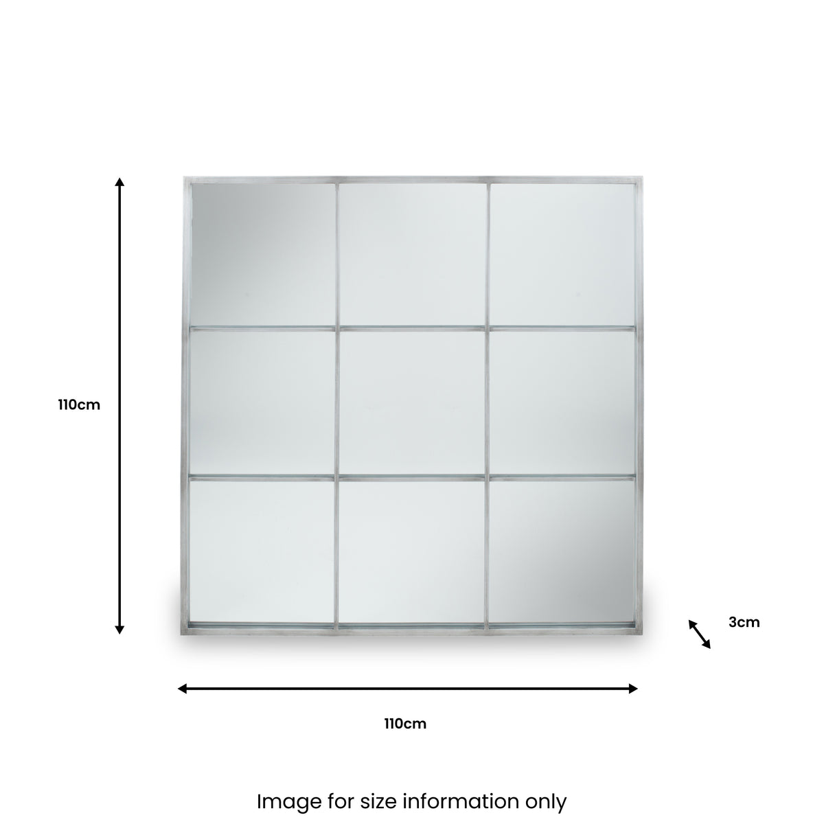 Dark Grey Metal 9 Section Square Wall Mirror from Roseland Furniture
