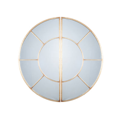 Antique Gold Metal 2 Half Moon Section Wall Mirror