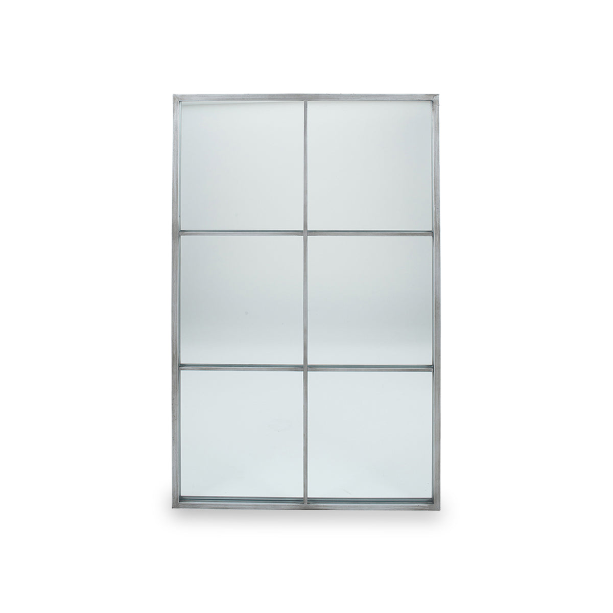 Dark Grey Metal 6 Section Rectangular Wall Mirror from Roseland Furniture