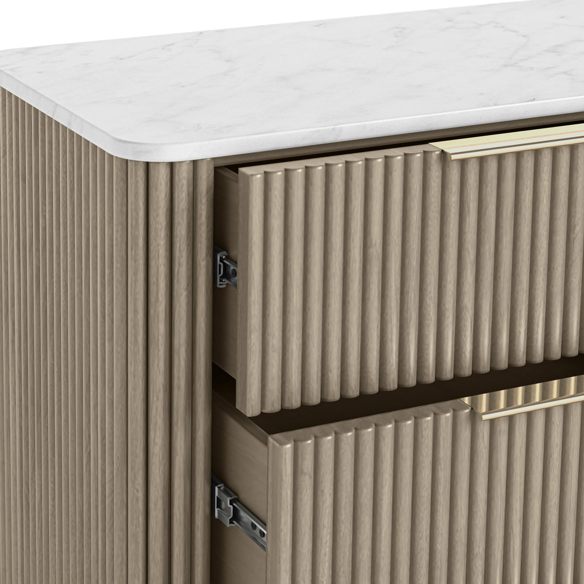 Amelie Grey Fluted 5 Drawer Chest by Roseland Furniture