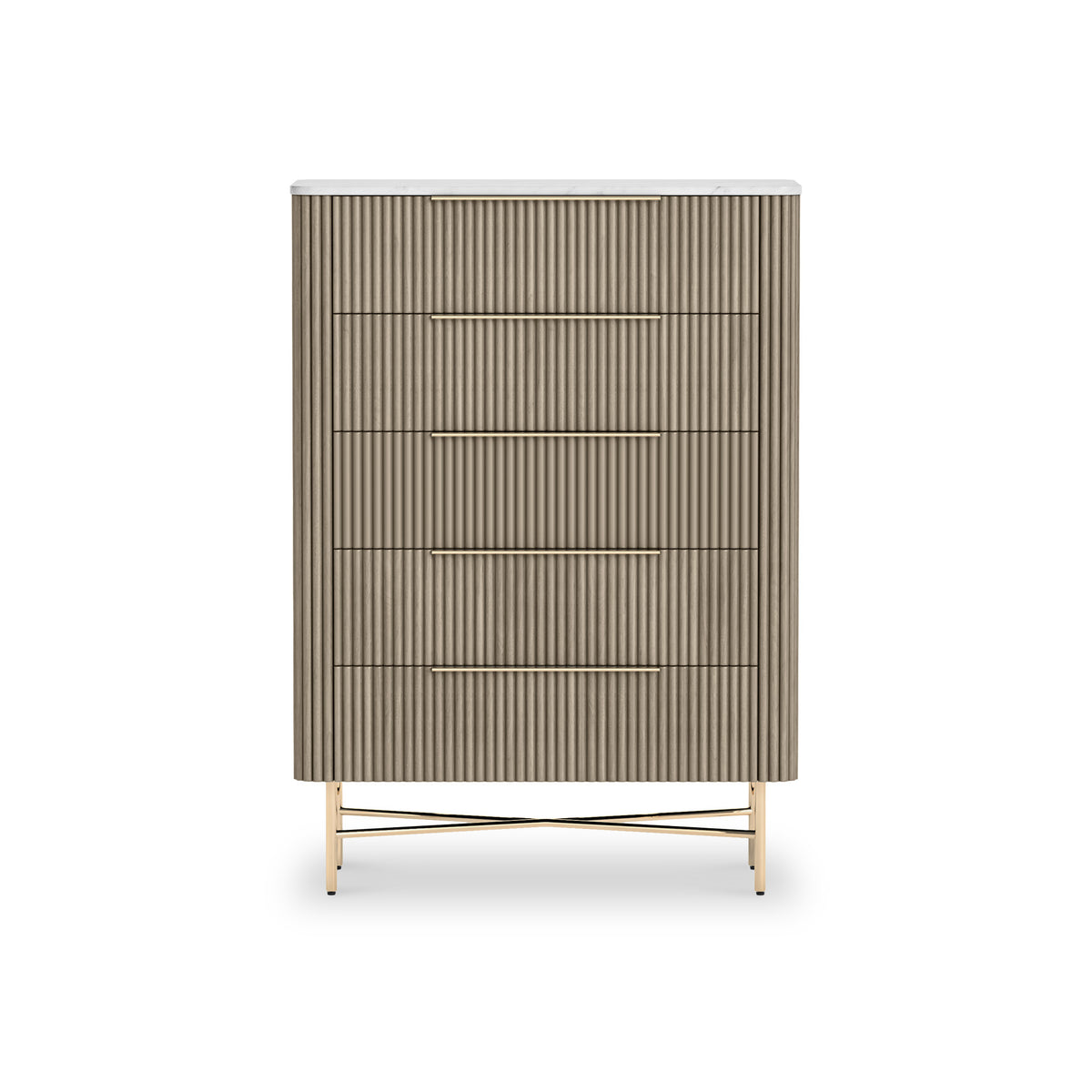 Amelie Grey Fluted 5 Drawer Chest by Roseland Furniture