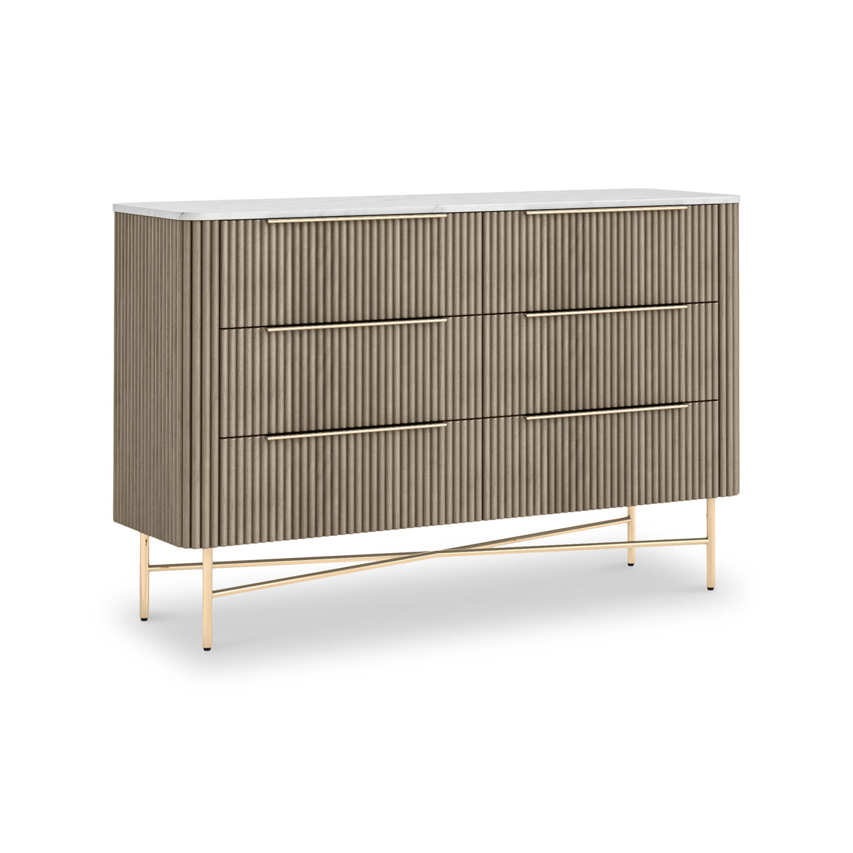 Amelie Grey Fluted 6 Drawer Chest by Roseland Furniture