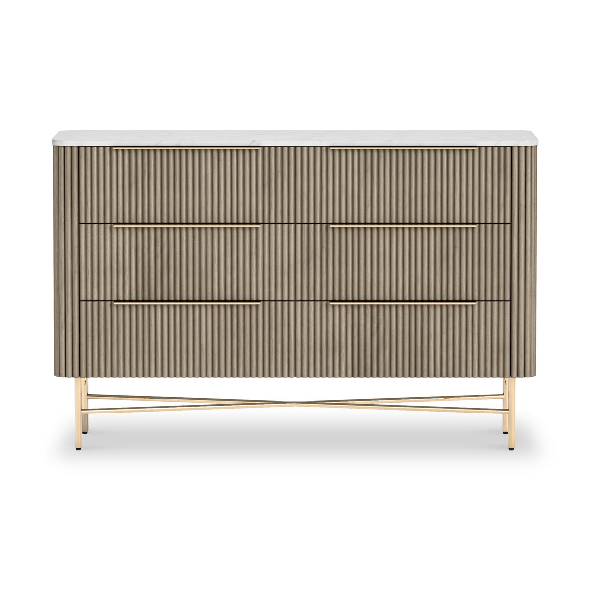 Amelie Grey Fluted 6 Drawer Chest by Roseland Furniture