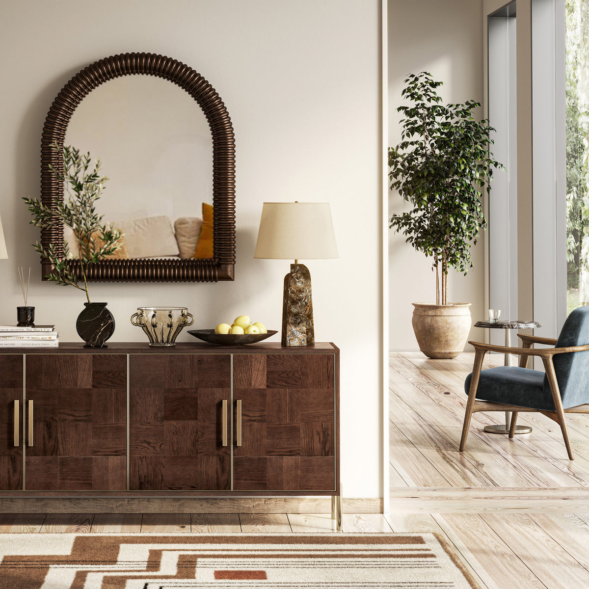 Moira Oak Extra Large 4 Door Sideboard Cabinet from Roseland Furniture