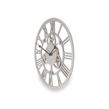 Shiny Nickel Cog Design Round Wall Clock Small from Roseland Furniture