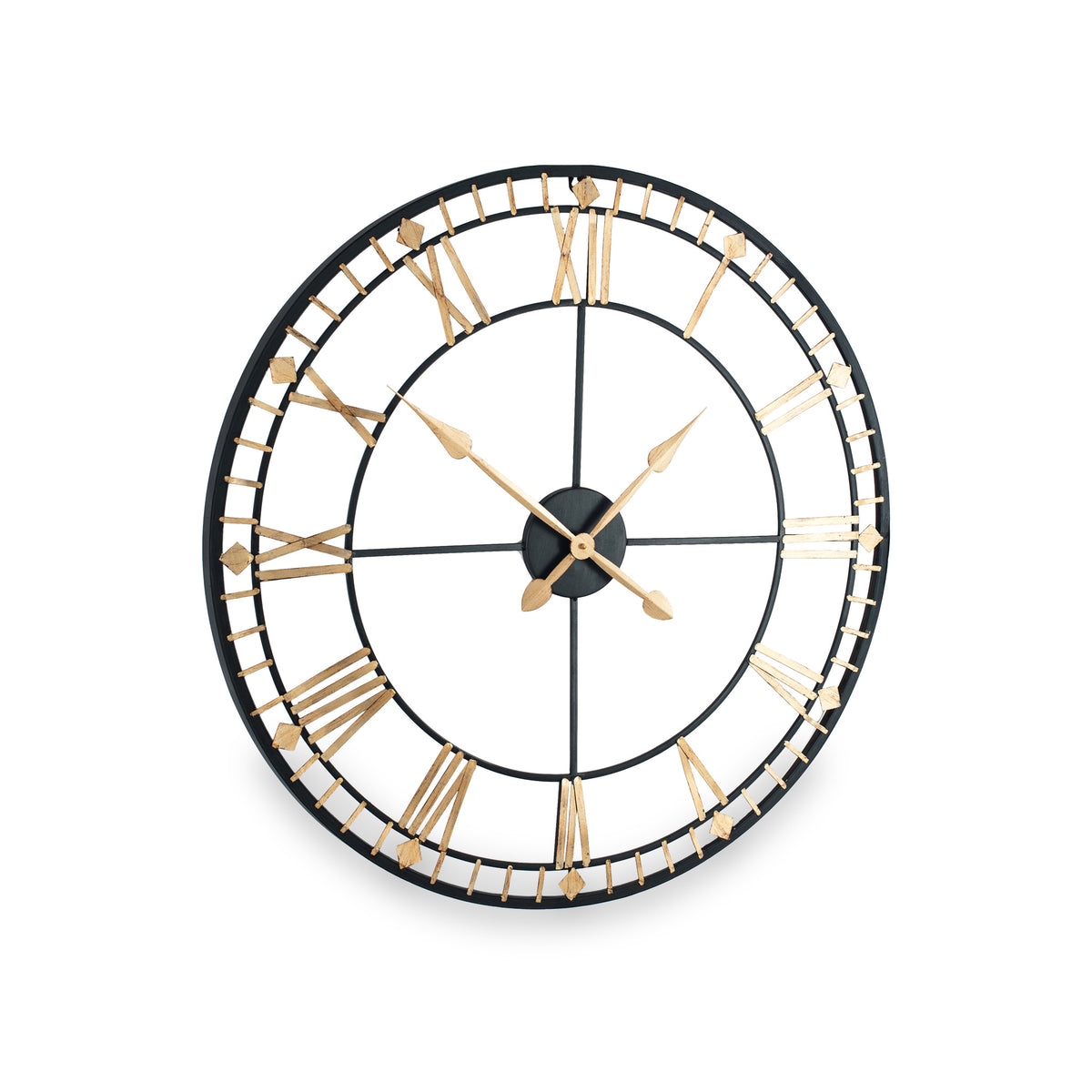 Antique Bronze & Gold Metal Round Wall Clock