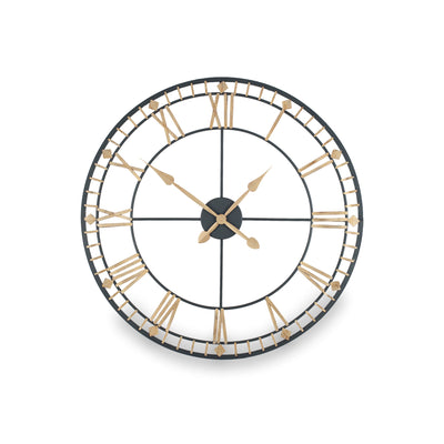 Antique Bronze & Gold Metal Round Wall Clock