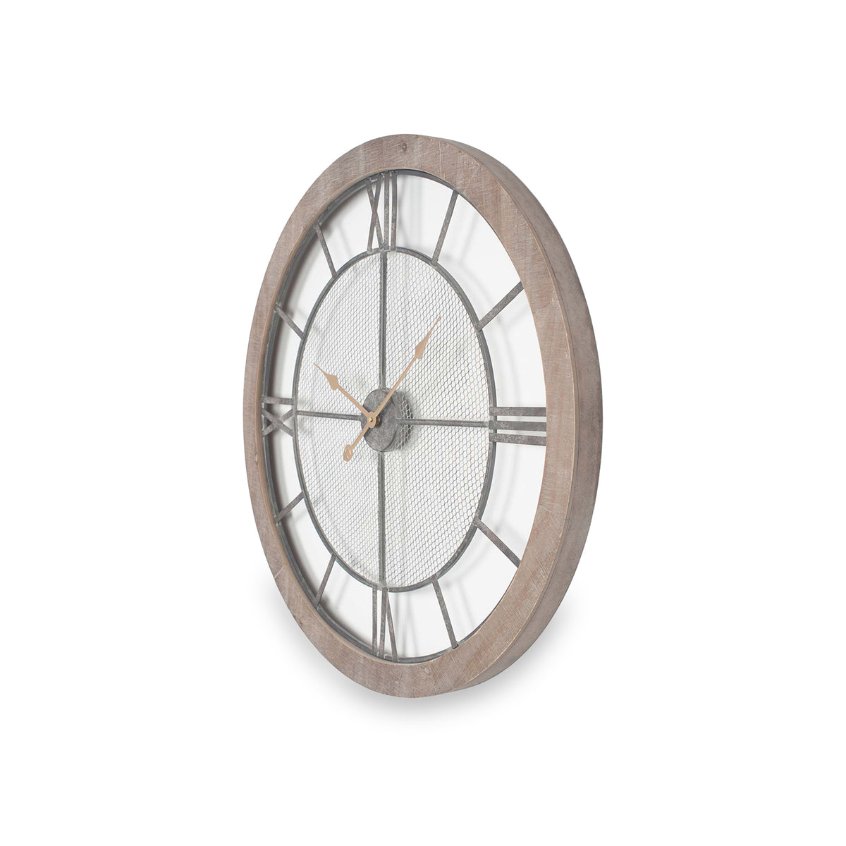 Natural Wood & Metal Round Wall Clock