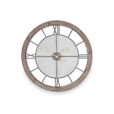 Natural Wood & Metal Round Wall Clock from Roseland Furniture
