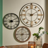 Natural Wood & Metal Round Wall Clock
