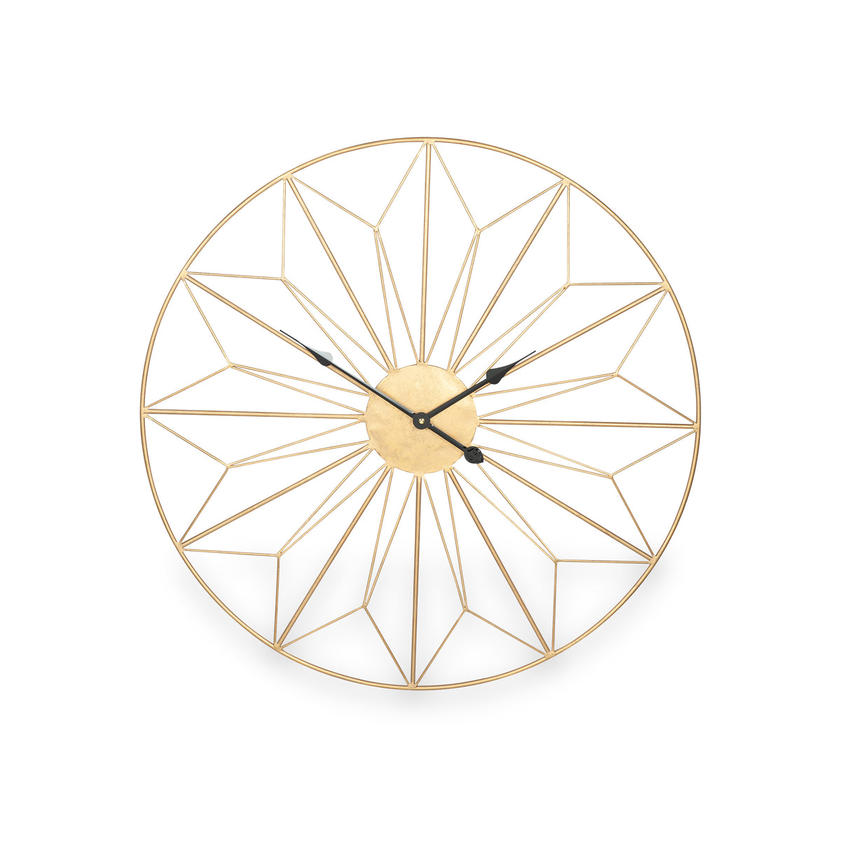 Antique Gold Metal Geo Design Round Wall Clock from Roseland Furniture