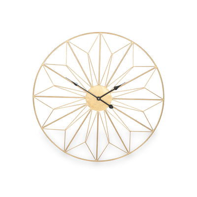 Antique Gold Metal Geo Design Round Wall Clock