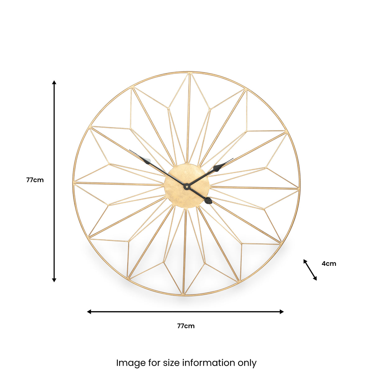 Antique Gold Metal Geo Design Round Wall Clock from Roseland Furniture