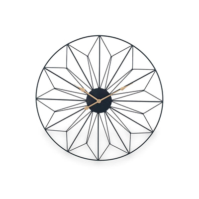 Black and Gold Metal Geo Design Round Wall Clock