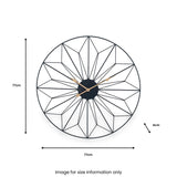 Black and Gold Metal Geo Design Round Wall Clock from Roseland Furniture