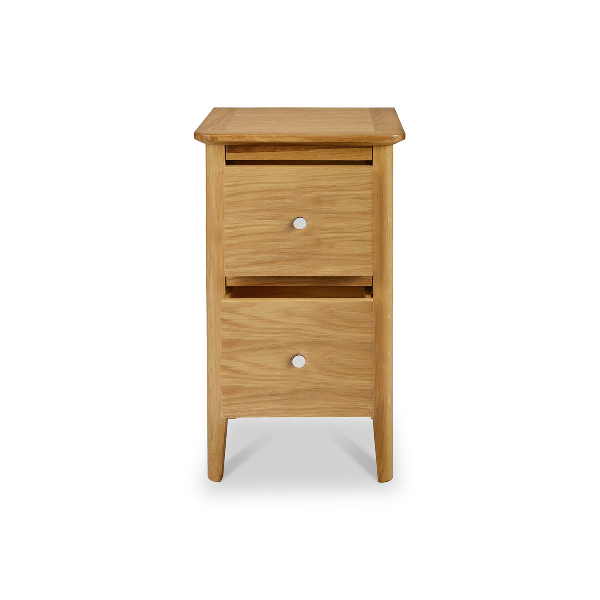 Saxon Oak 2 Drawer Narrow Bedside by Roseland Furniture