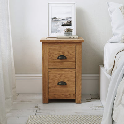 Duchy Waxed Oak 2 Drawer Bedside Table