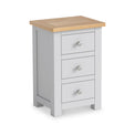 Duchy Inox Grey 3 Drawer Bedside Table with Oak Top from Roseland Furniture