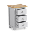 Duchy Inox Grey 3 Drawer Bedside Table with Oak Top