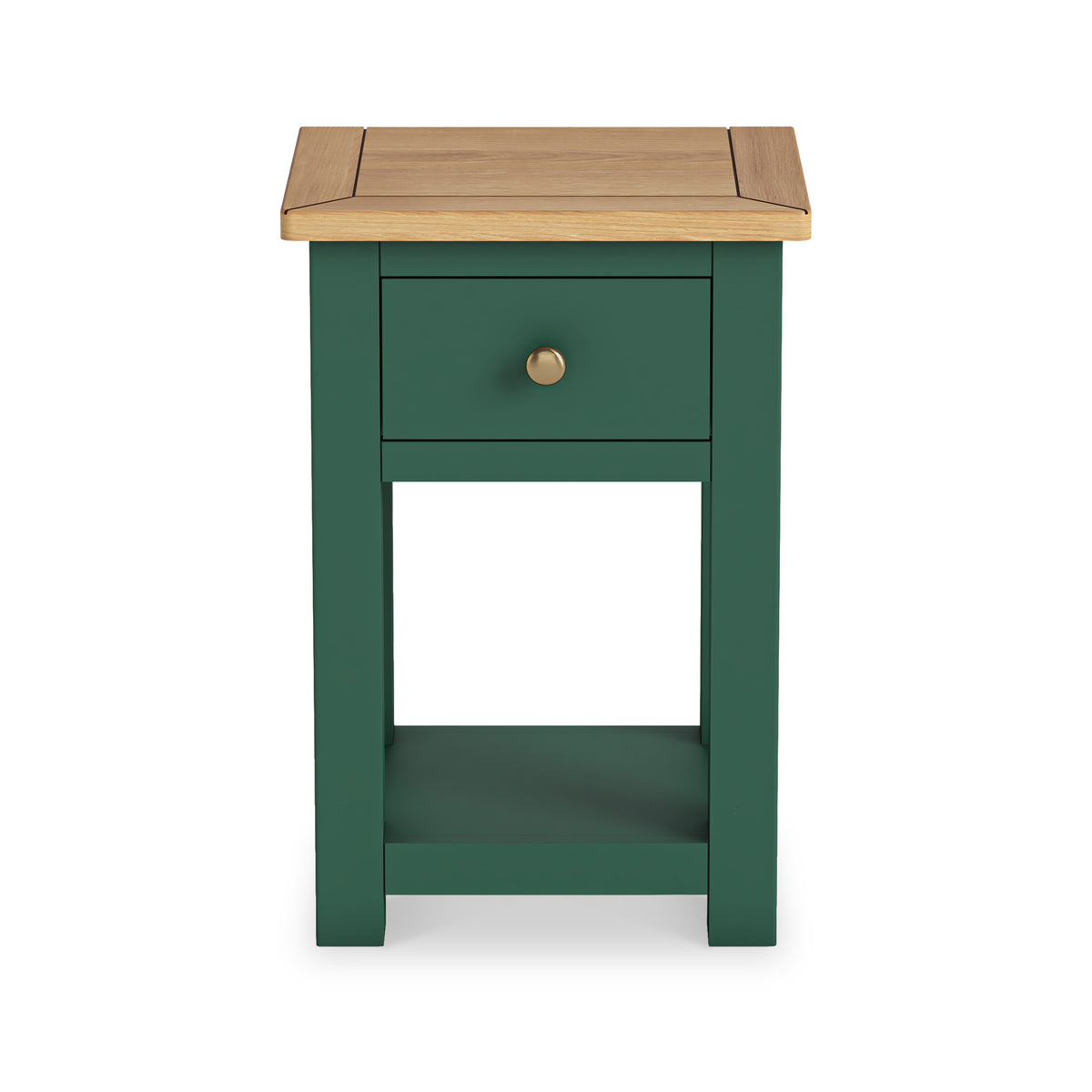 Duchy Puck Green 1 Drawer Bedside Table with Oak Top 