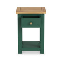 Duchy Puck Green 1 Drawer Bedside Table with Oak Top