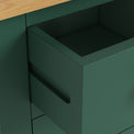 Duchy Puck Green 3 Drawer Bedside Table with Oak Top