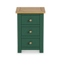 Duchy Puck Green 3 Drawer Bedside Cabinet with Oak Top