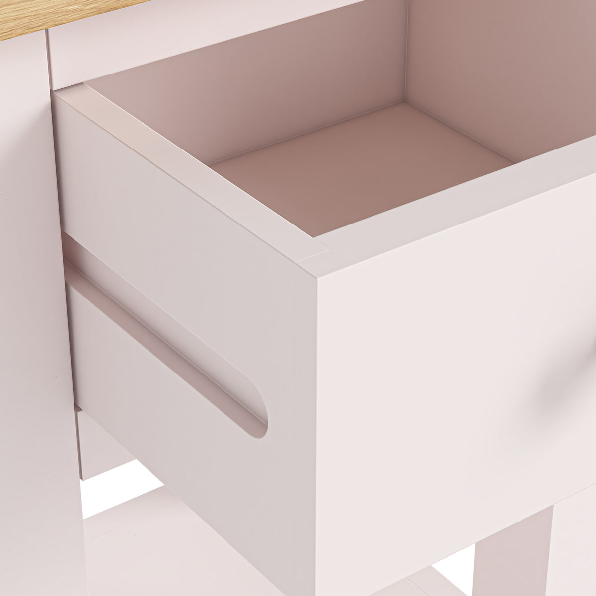 Duchy Dorchester Pink 1 Drawer Bedside Table with Oak Top