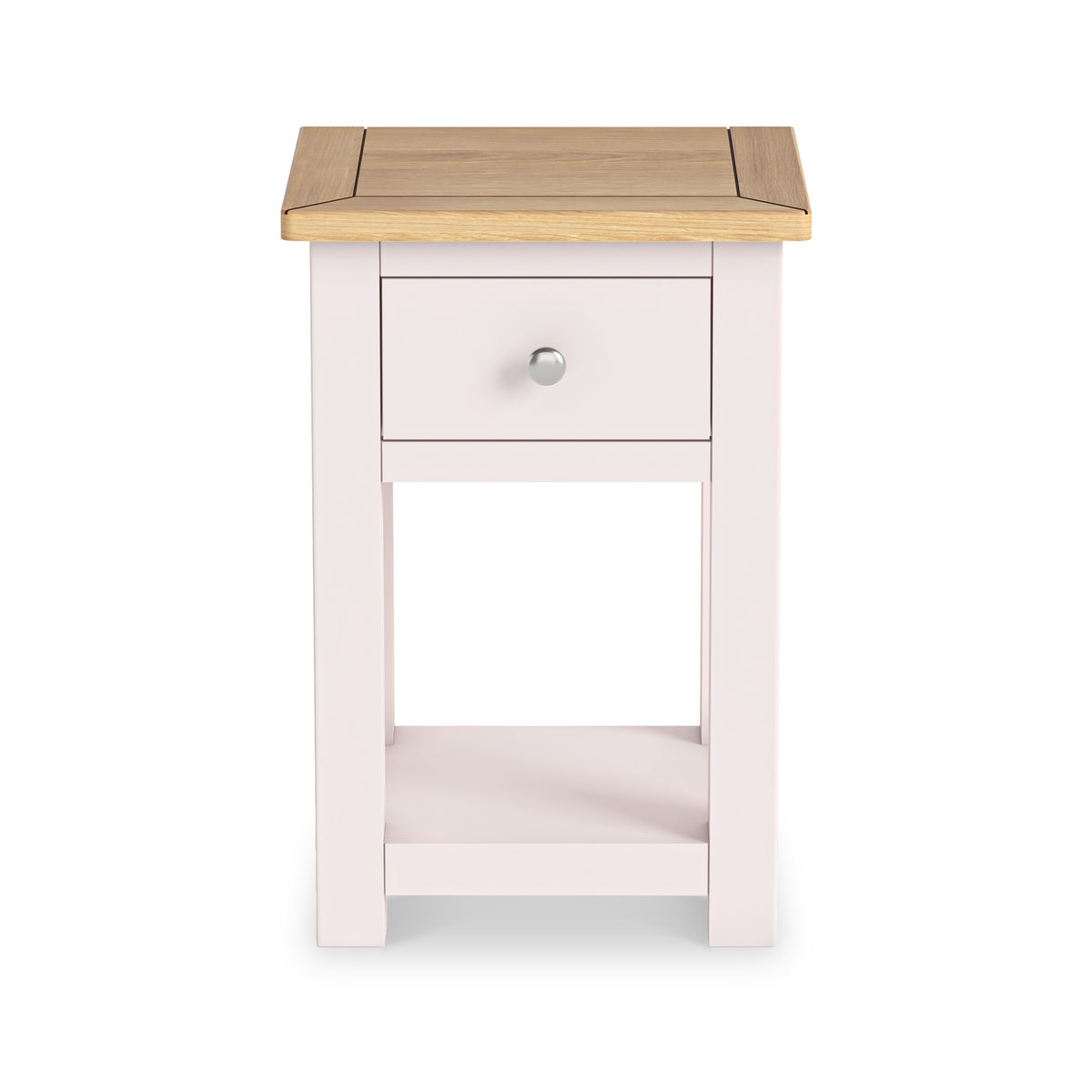 Duchy Dorchester Pink 1 Drawer Bedside Cabinet with Oak Top