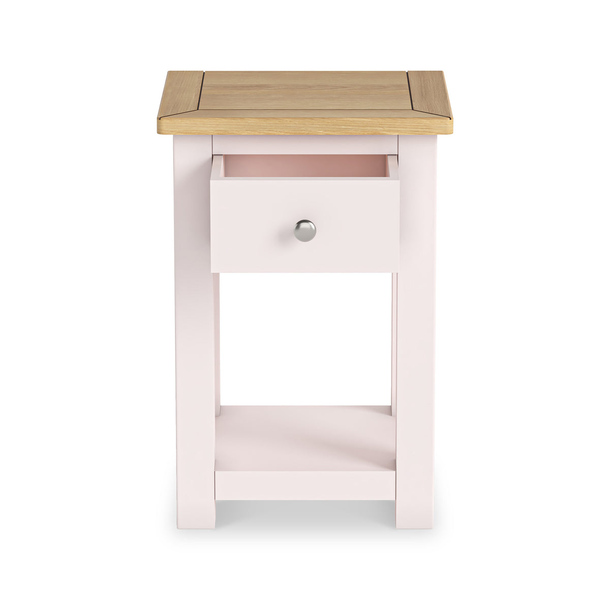 Duchy Dorchester Pink 1 Drawer Bedside Table with Oak Top