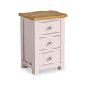 Duchy Dorchester Pink 3 Drawer Bedside Table with Oak Top from Roseland Furniture