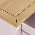 Duchy Dorchester Pink 3 Drawer Bedside Table with Oak Top