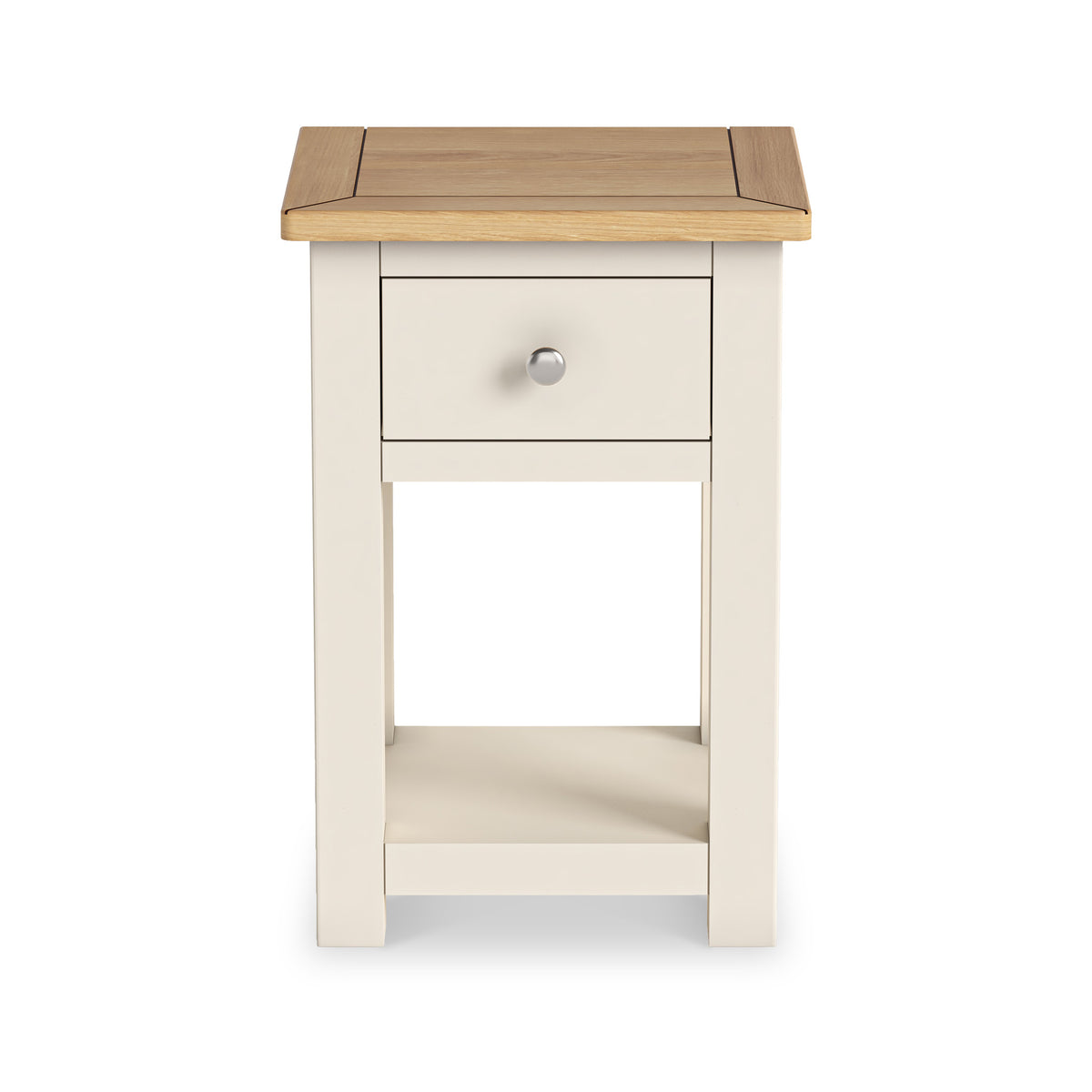 Duchy Linen Cream 1 Drawer Bedside Cabinet with Oak Top