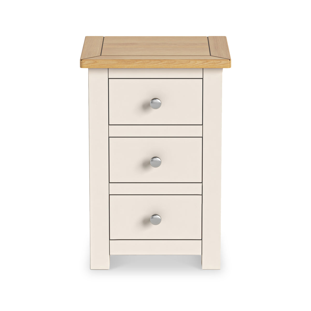 Duchy Line Cream 3 Drawer Bedside Cabinet with Oak Top
