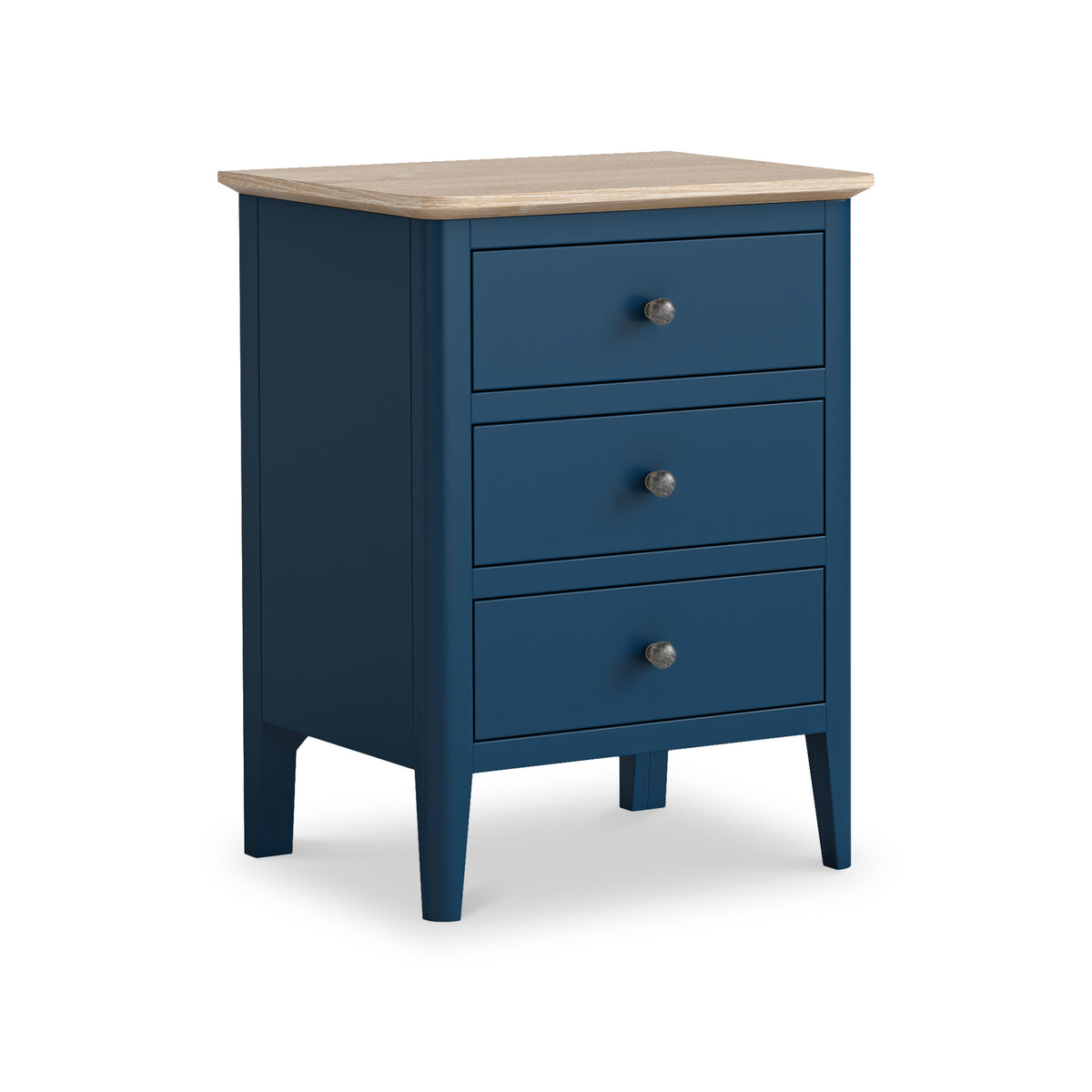 Penrose Navy Blue Bedside Table with metal handles from Roseland Furniture
