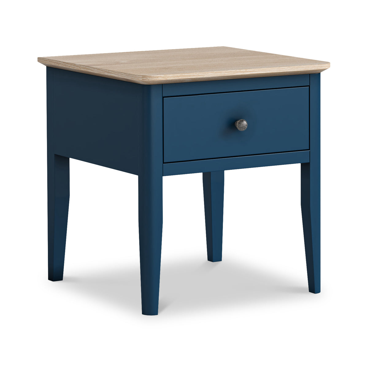 Penrose Navy Blue Lamp Table with metal handle from Roseland Furniture