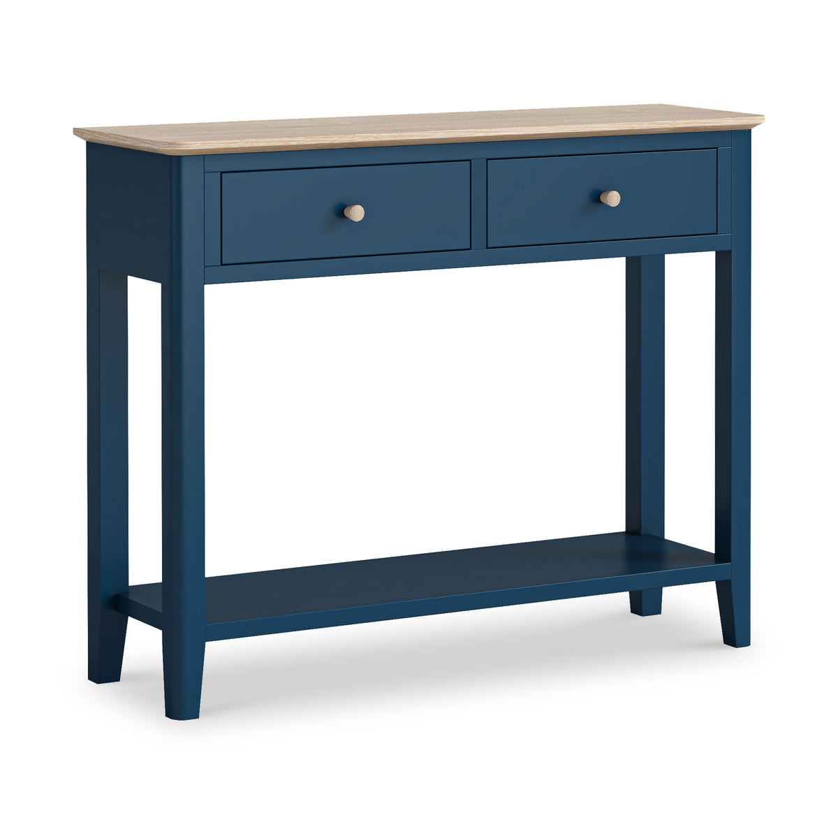 Penrose Navy Blue Console Table with wooden handles from Roseland Furniture