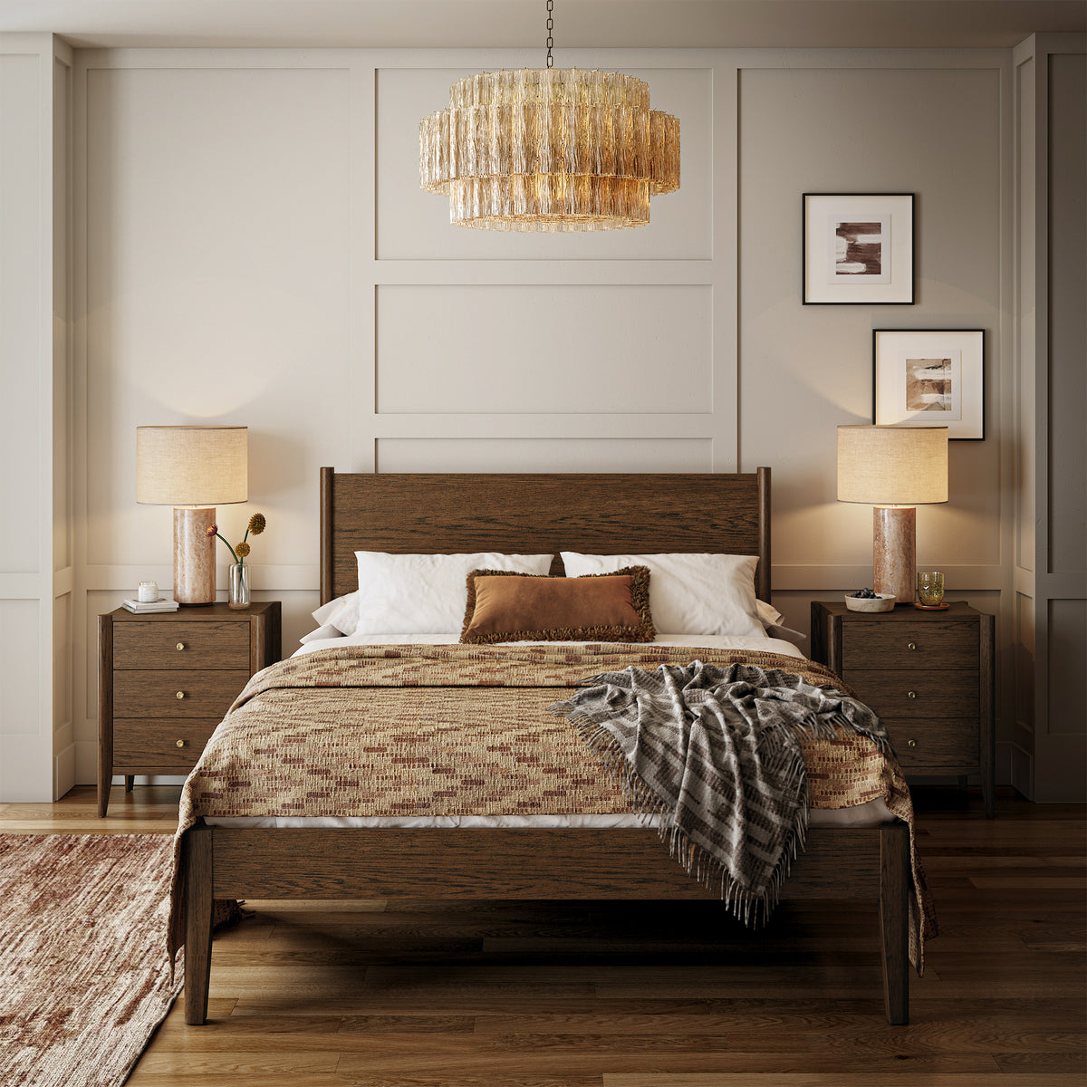 Cavell Oak Brown Bed Frame Lifestyle