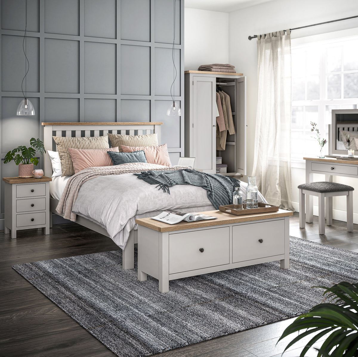 Trelan Bedframe Double Light Grey from Roseland Furniture
