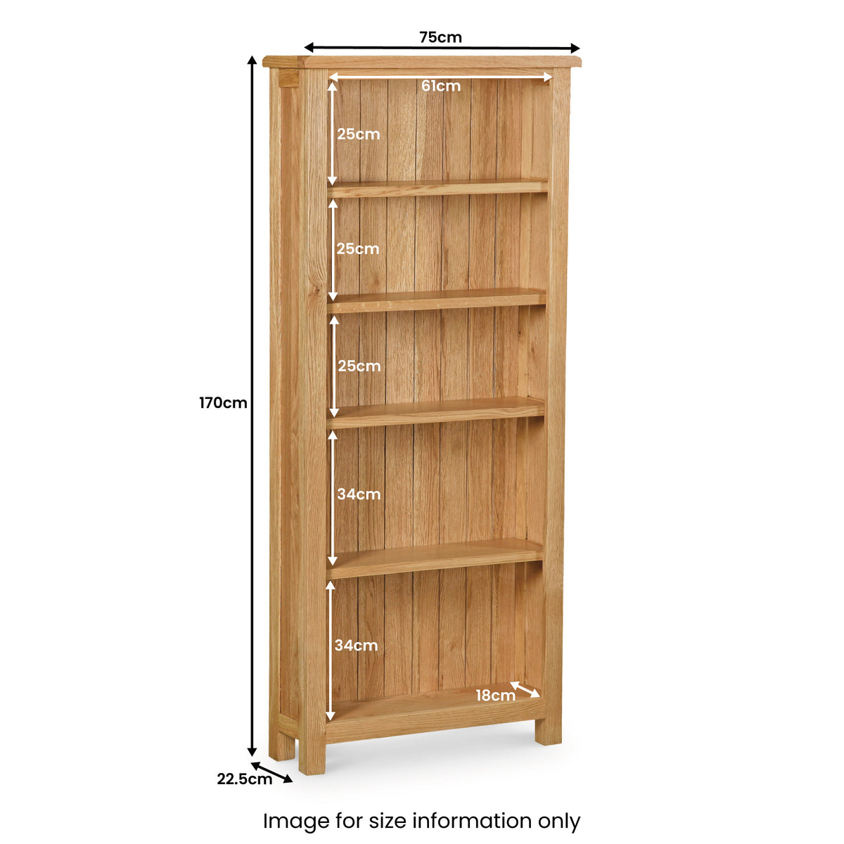 Lanner Oak Large Bookcase from Roseland Furniture